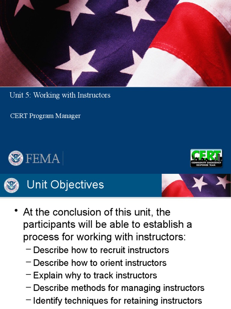 Unit 5: Working With Instructors: CERT Program Manager | PDF | Expert ...
