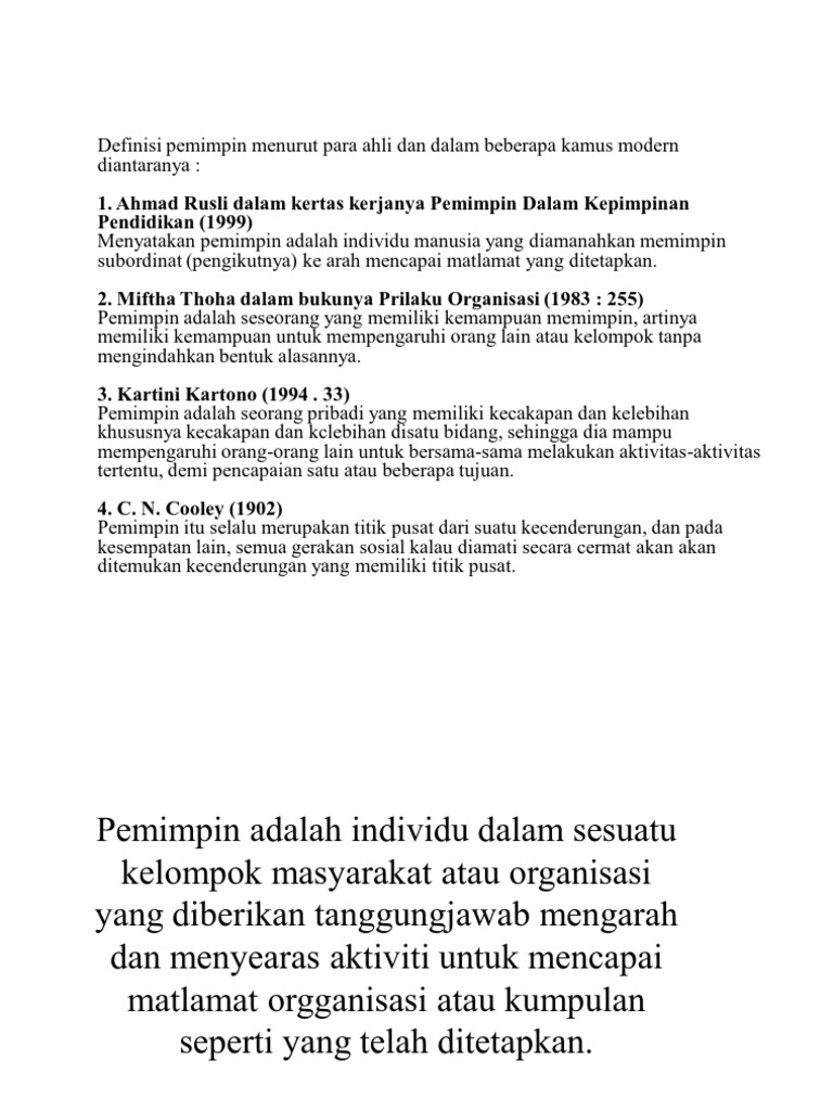 Definisi Pemimpin Pdf