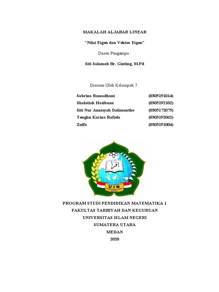 Nilai dan Vektor Eigen dalam Aljabar | PDF | Metode & Bahan Ajar