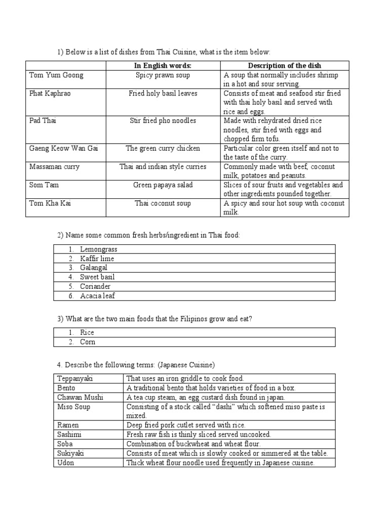 Asian Cuisine Guide | PDF | Chinese Cuisine | Thai Cuisine