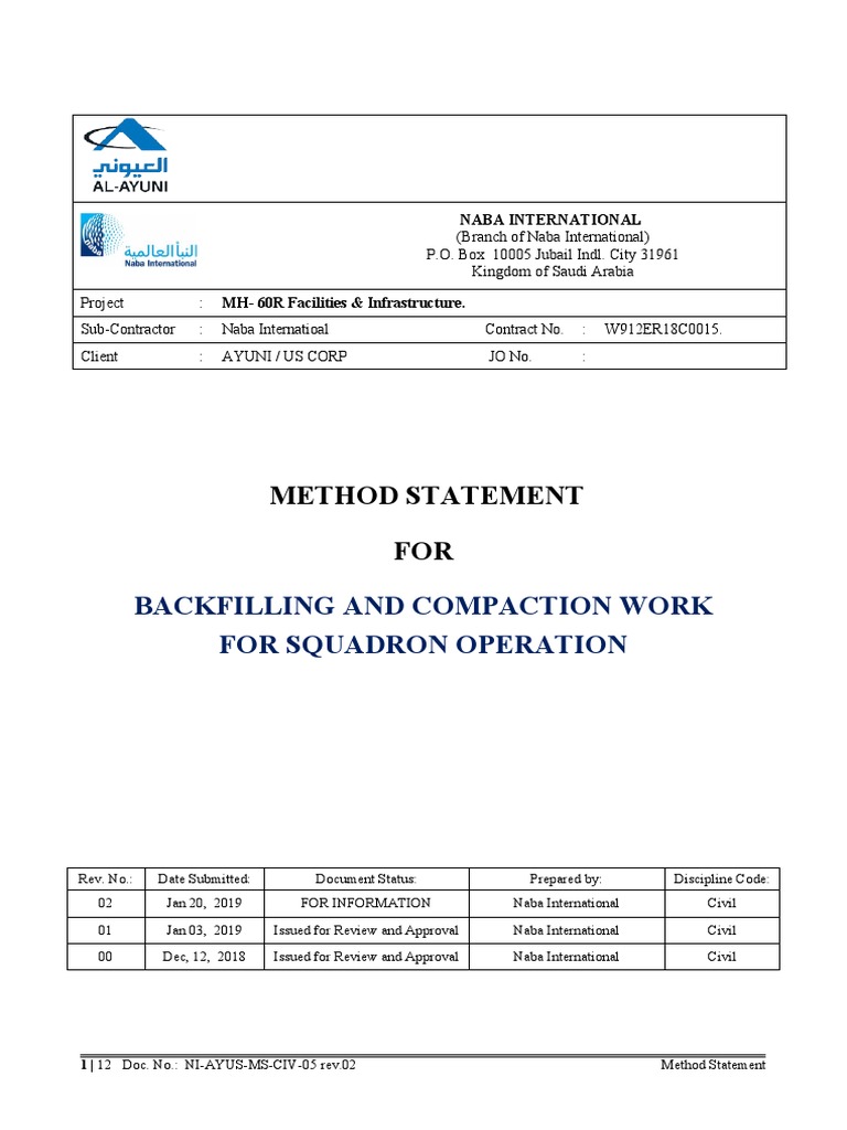 Backfilling Method for Squadron Operations | PDF | Civil Engineering ...