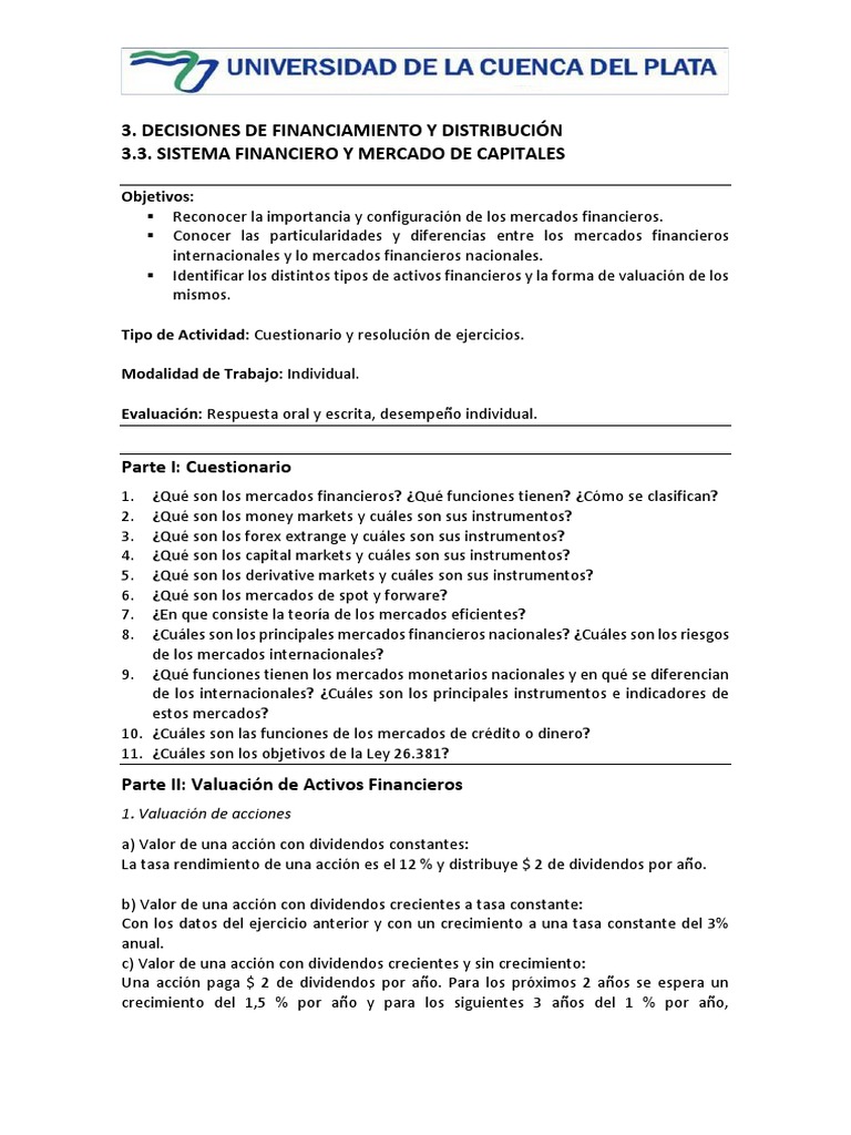 Sistema Financiero y Mercado de Capitales PDF | PDF | Compartir ...