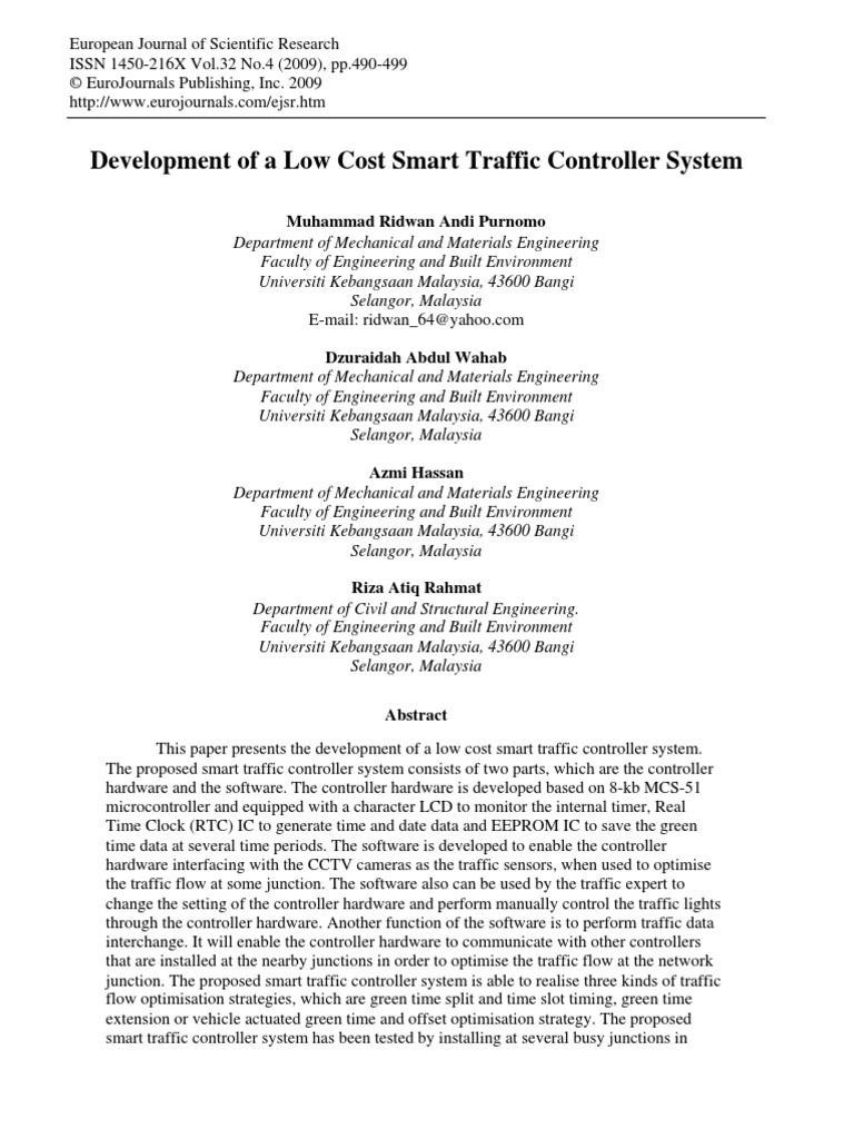 03.low Cost Smart Traffic Control System | PDF | Traffic | Microcontroller