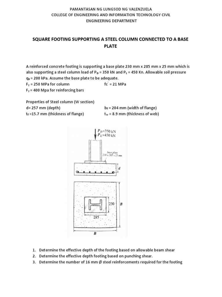 Square Footing Design for Steel Column | PDF | Building Materials ...