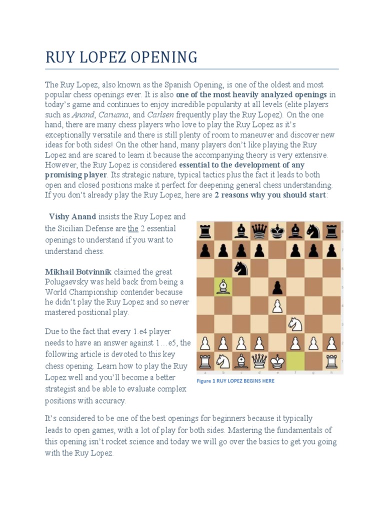 Ruy Lopez Opening Lines | PDF | Chess Openings | Gaming