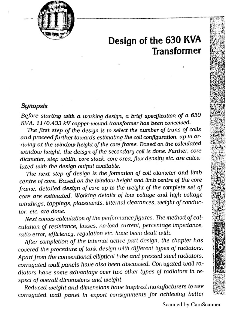 Chap 6 Design of The 630 kVA Transformer | PDF
