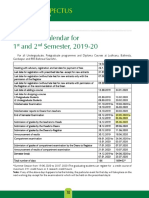 Academic Calendar For 1 and 2 Semester, 2019-20: Prospectus
