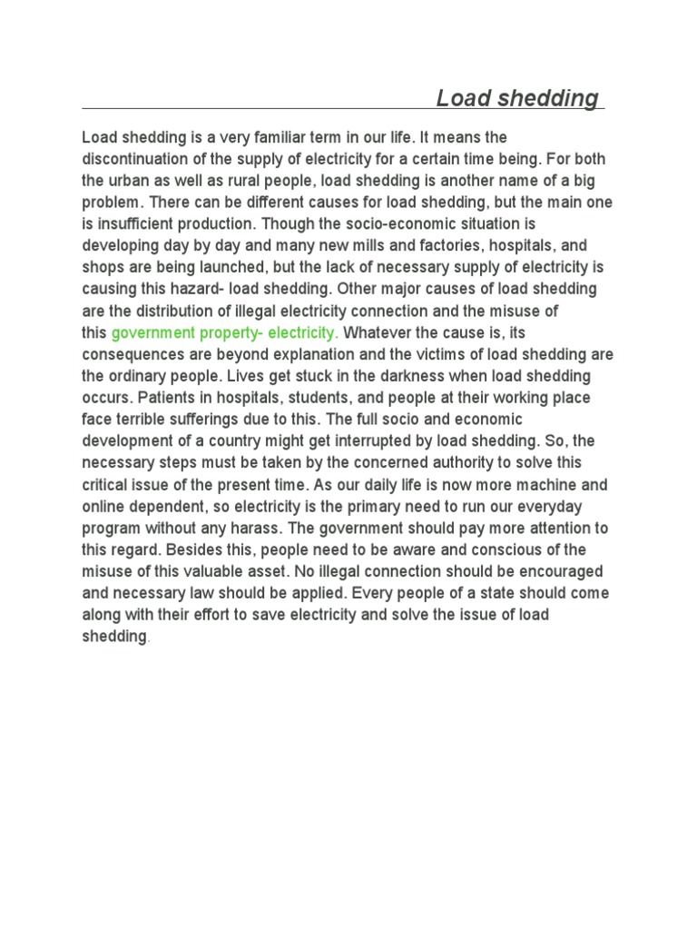 Understanding Load Shedding Causes | PDF | Social Science