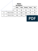 Time Table (Lockdown) (Beginners II) PDF