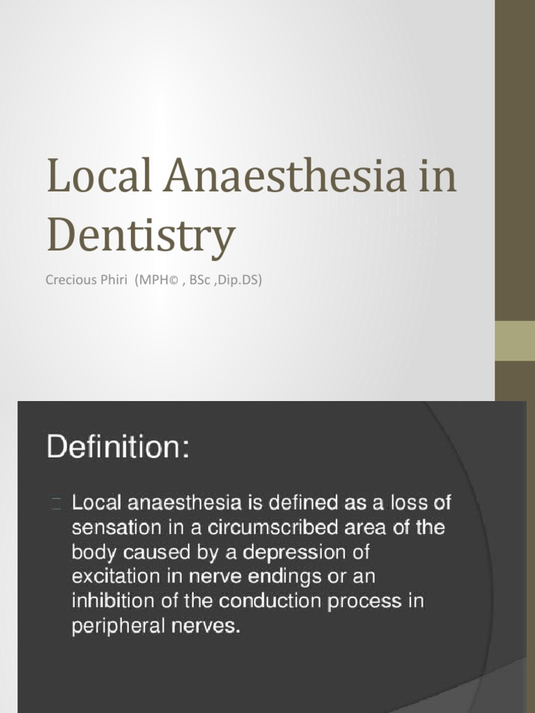Local Anaesthesia in Dentistry PDF Coronary Artery Disease Anesthesia