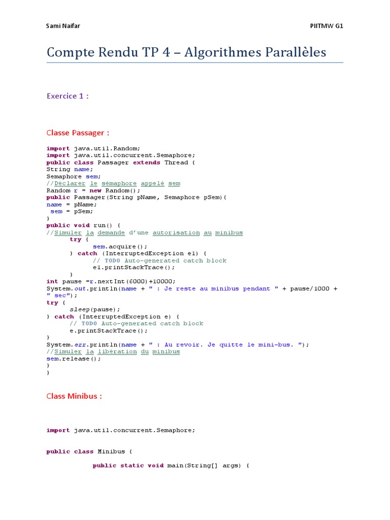 Compte Rendu TP 4 - Algorithmes Parallèles | PDF | Synchronisation ...