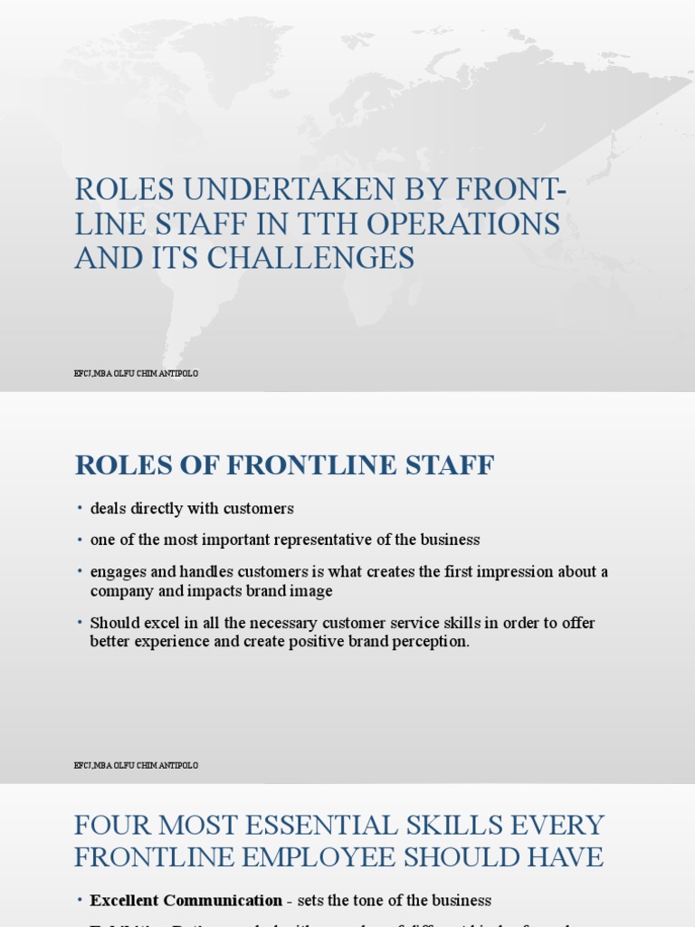 Roles Undertaken by Front-Line Staff in TTH Operations and Its ...