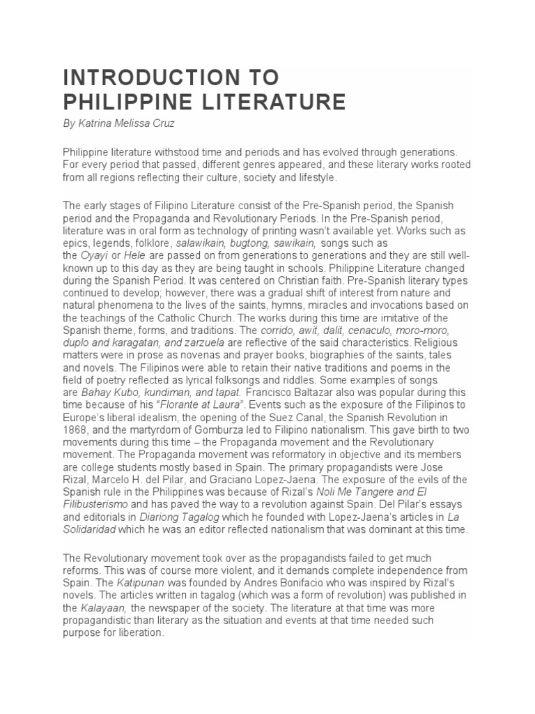 Introduction To Philippine | PDF | Poetry