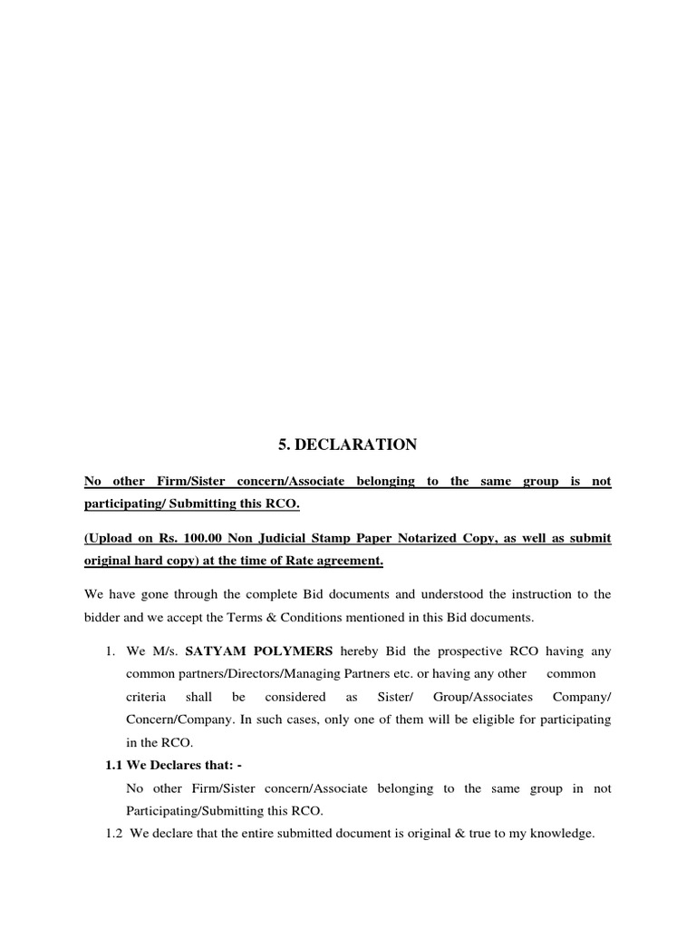 RCO Participation Declaration Form | PDF
