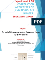 Correlation Between Types of Flow and Reynold'S Number: ENGR - Abdul Jabbar