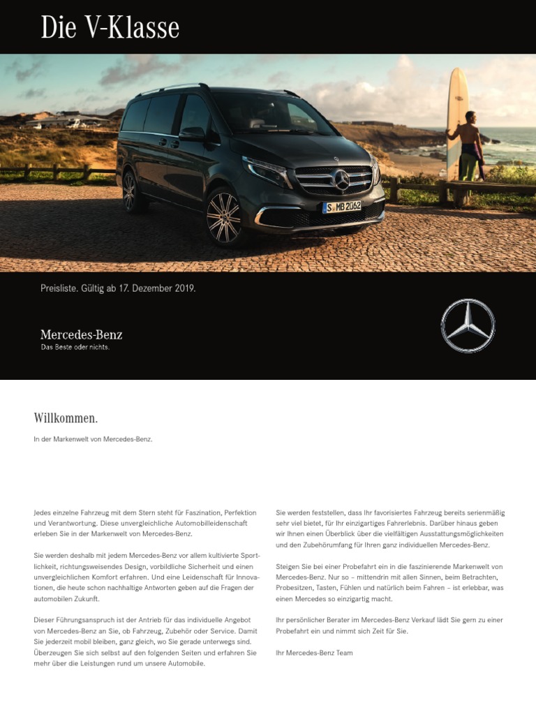 Attachment Mercedes Benz Preisliste V Klasse Pdf Pdf