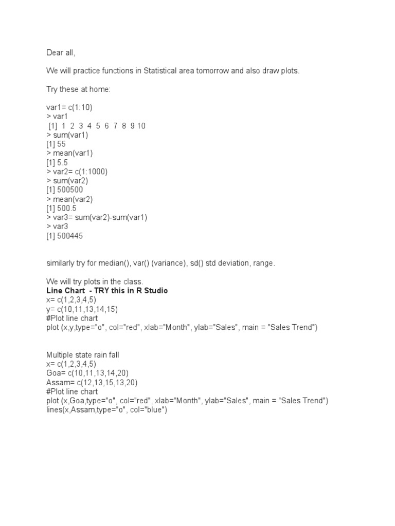 R Functions and Plotting Guide | PDF