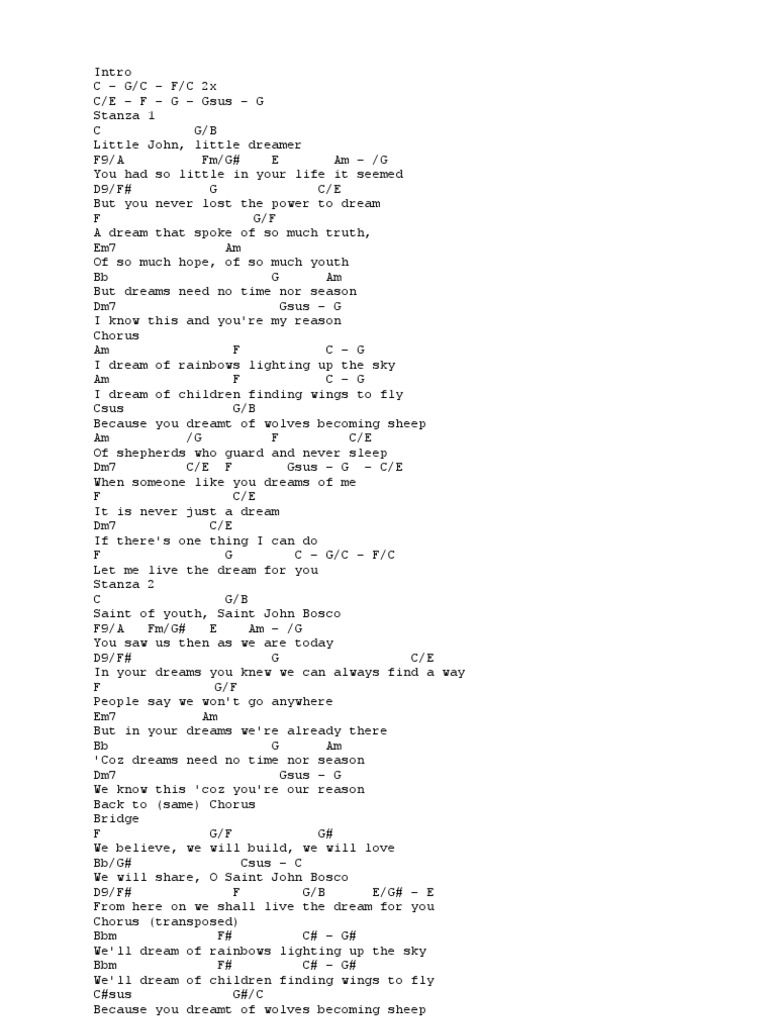 Live The Dream Lyrics Pdf