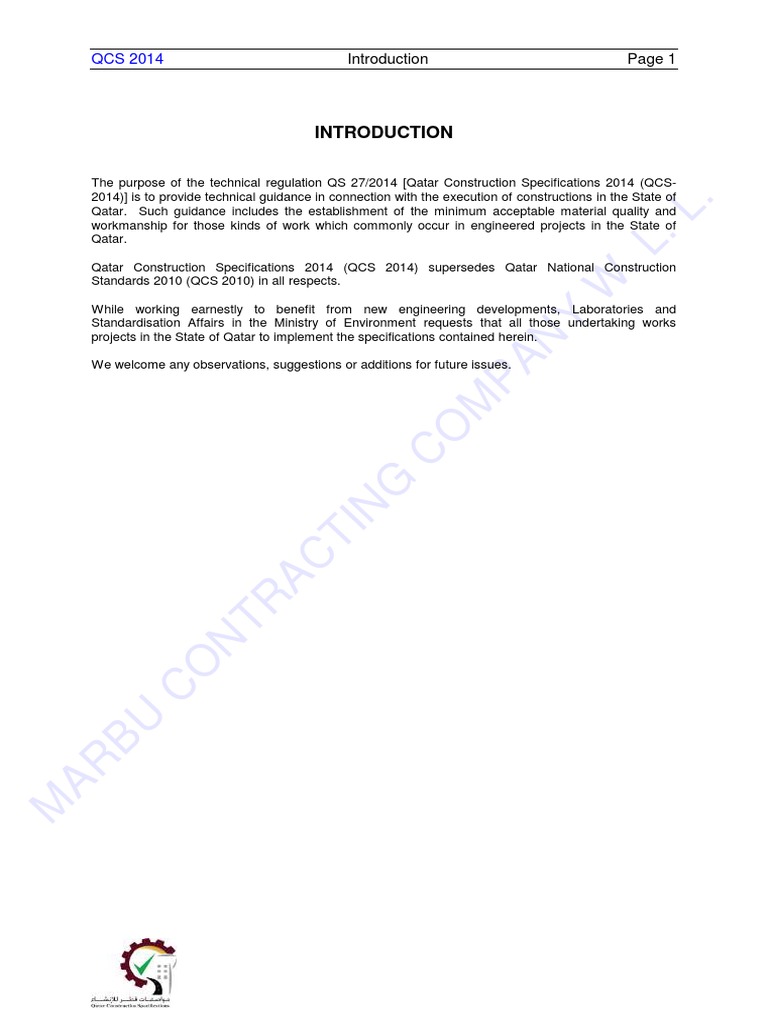 Marbu Contracting: QCS 2014 Overview | PDF | Technology & Engineering