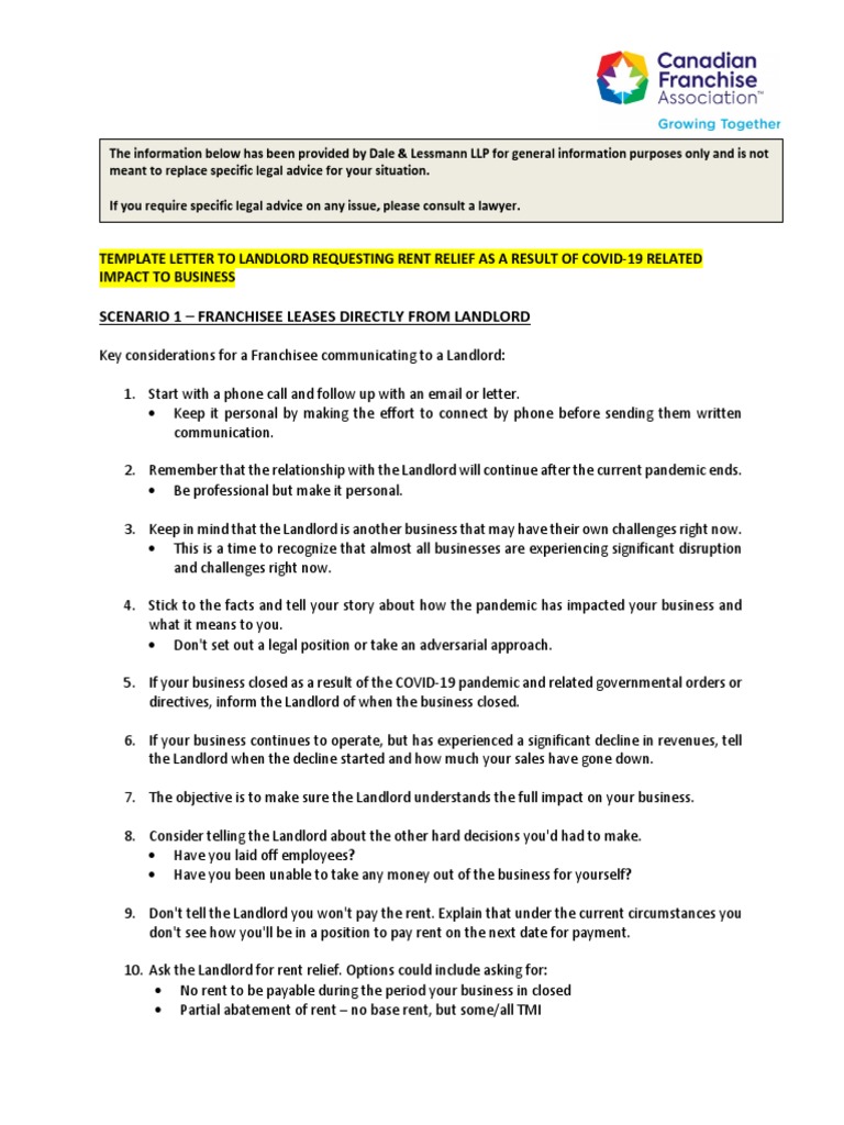 Template Letter To Landlord For Rent Relief As A Result of COVID 19 003