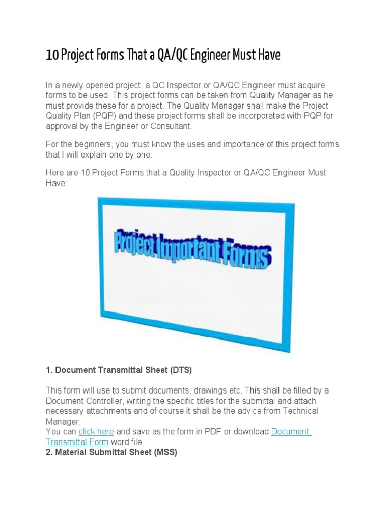 Essential Project Forms for Quality Control: A Guide to the Top 10 ...