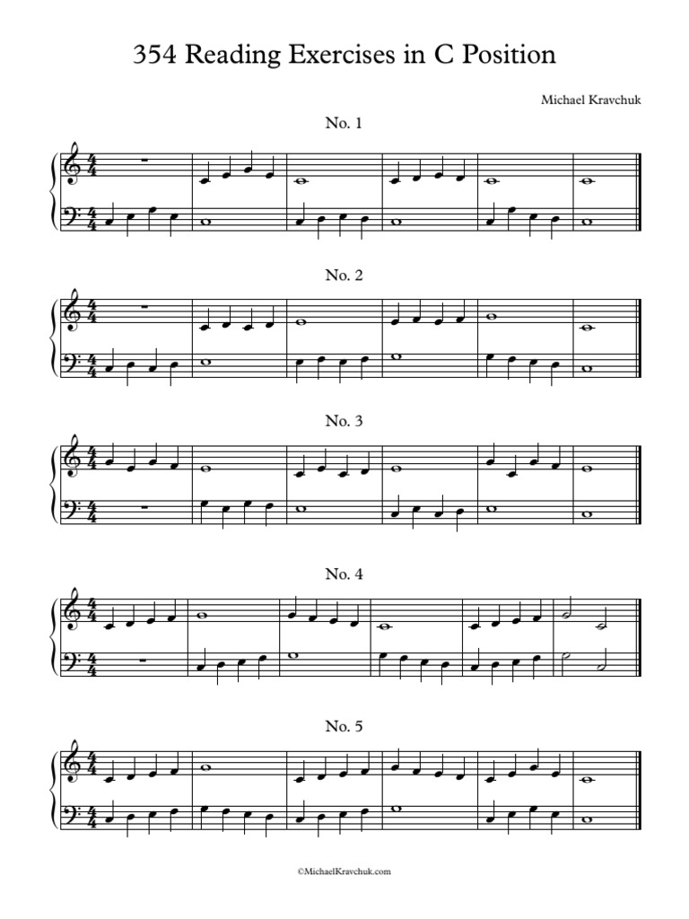 Variations On Note Reading Exercises in C Major PDF | PDF