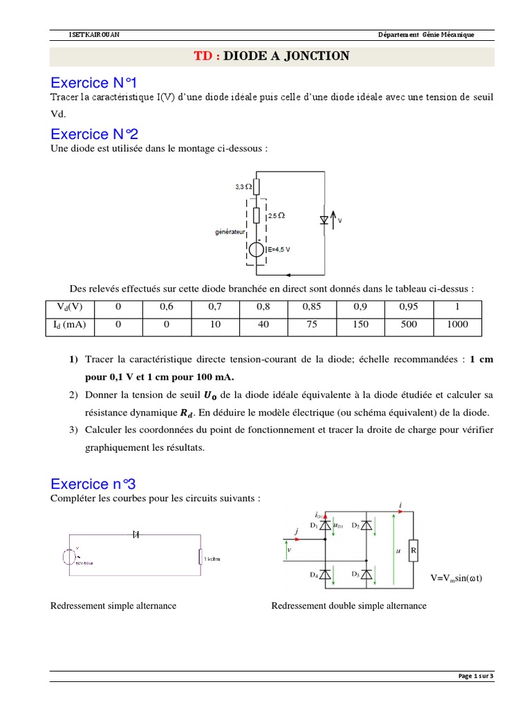 Les Diodes Et Leurs Applications Tp Corrigé TD1 Diode | PDF | Diode | Diode électroluminescente