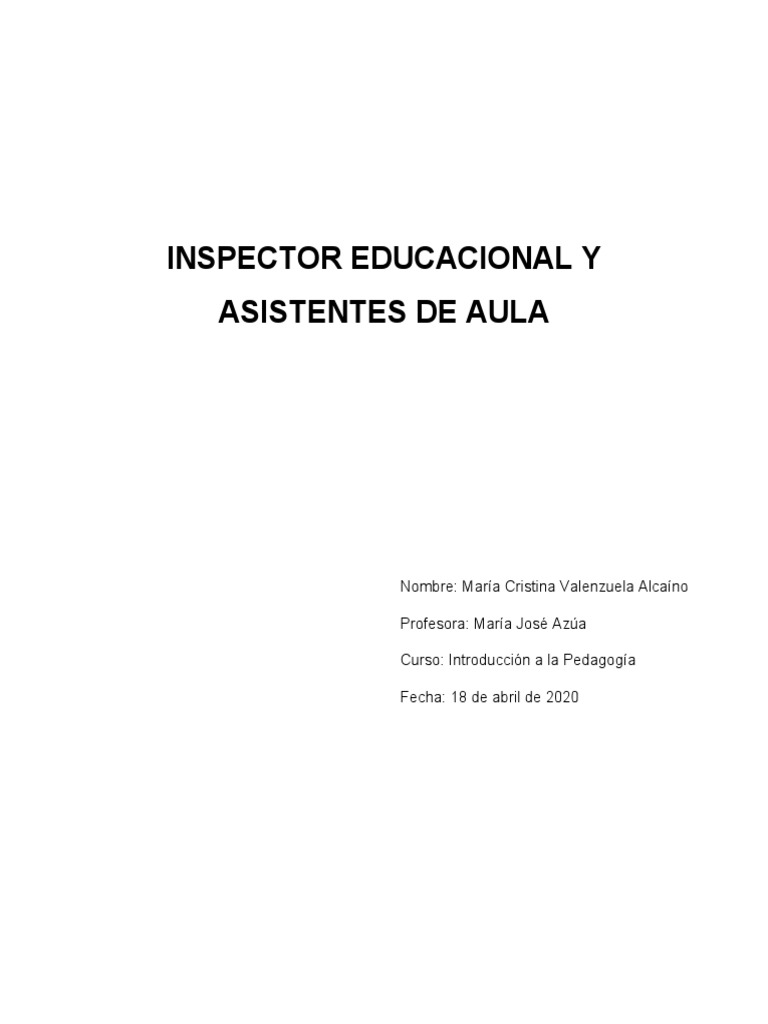 Funciones de Inspectores y Asistentes Educacionales | PDF | Salón de ...