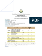 PBTET Lahore Diploma in Commerce Part II Result 2005