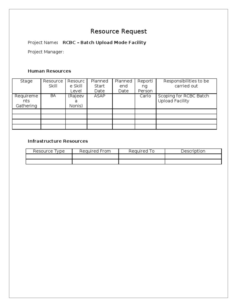 RCBC Batch Upload Resource Request | PDF