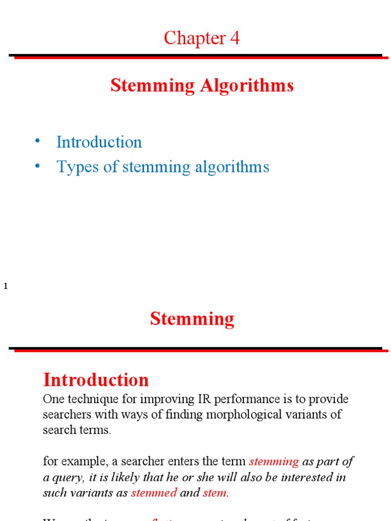 Introduction Types of Stemming Algorithms PDF Database Index