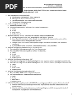 I. MULTIPLE CHOICE. Select The Best Answer. Write The LETTER of Your Answer On A Sheet of Paper. Deadline Is On or Before June 9, 2020. (2 Pts Each)