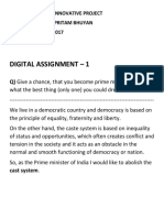 Digital Assignment - 1: Q) Give A Chance, That You Become Prime Minister of India