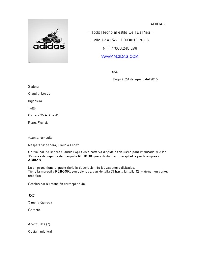 Consulta sobre zapatos Adidas y Reebok | PDF