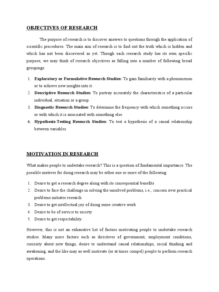 Objectives of Research | PDF | Qualitative Research | Reason