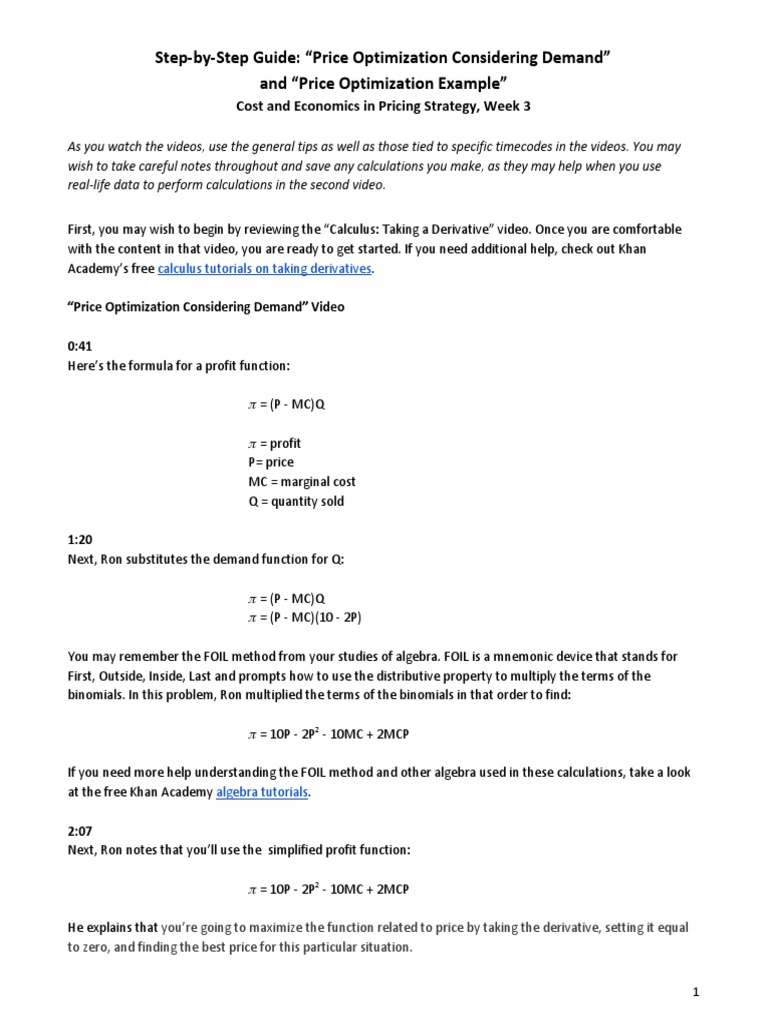 Price Optimization Guide for Demand | PDF