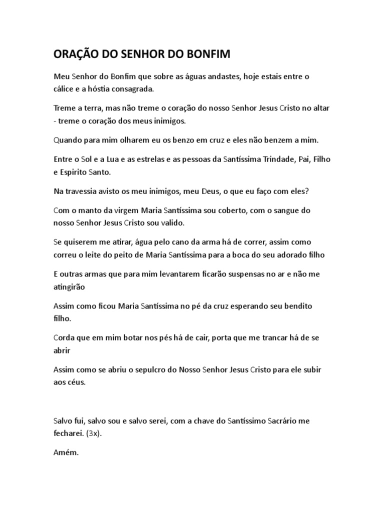 Oração Do Senhor Do Bonfim | PDF