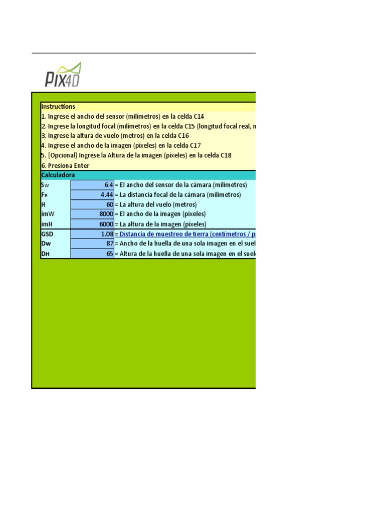 Pix4D GSD Calculator PDF