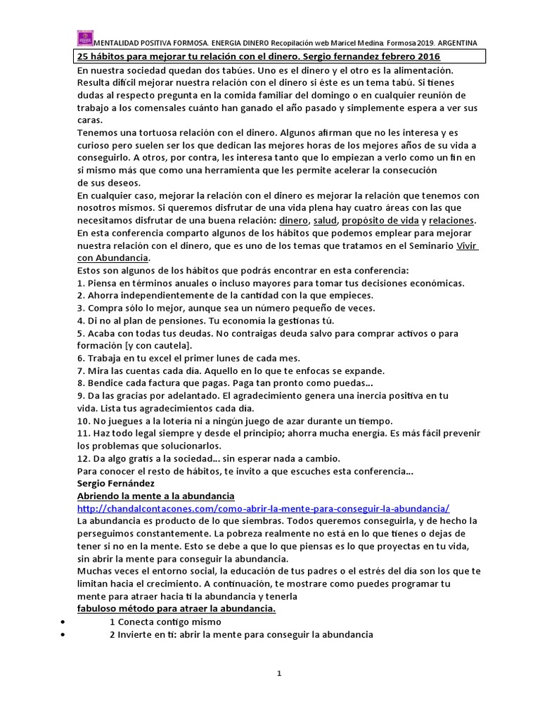 25 Habitos para Mejorar Tu Relación Con El Dinero | PDF | Finanzas ...