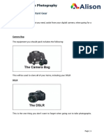 Introduction To Photography: Topic Eight: Important Gear