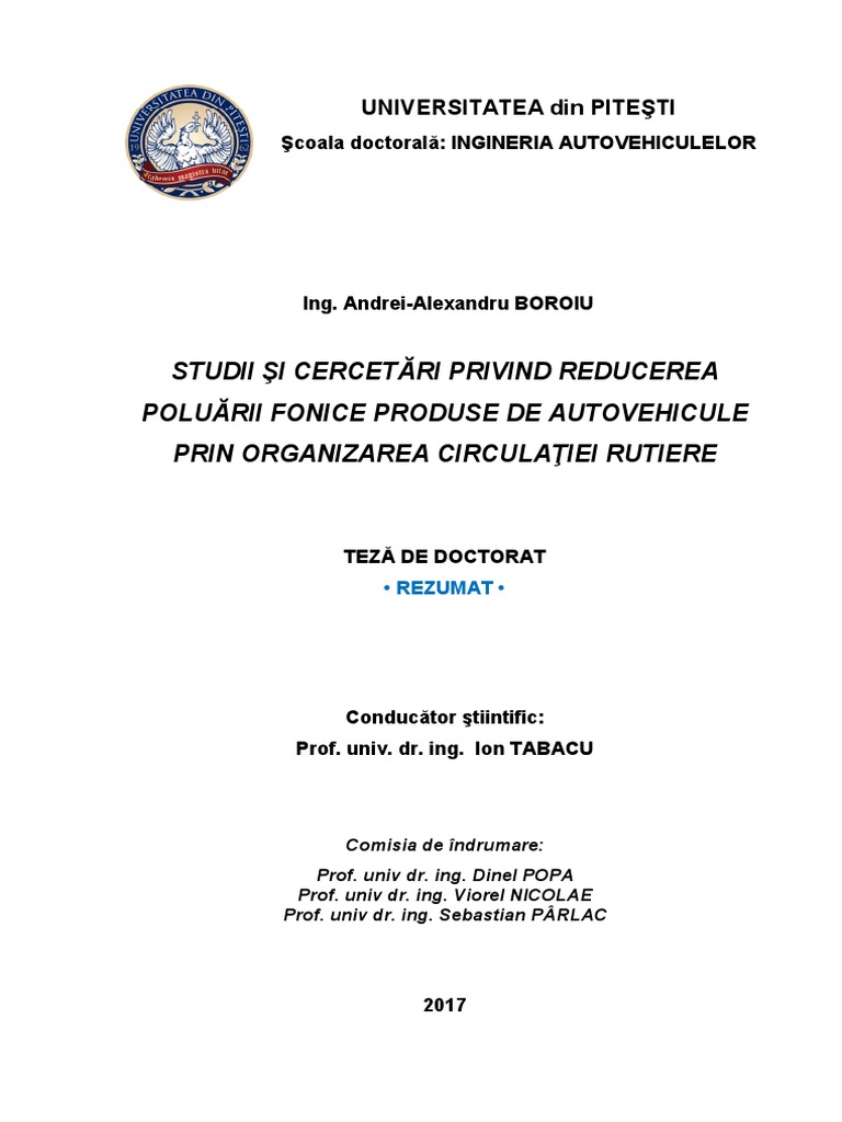 Teza Rezumat Boroiu UPit PDF | PDF