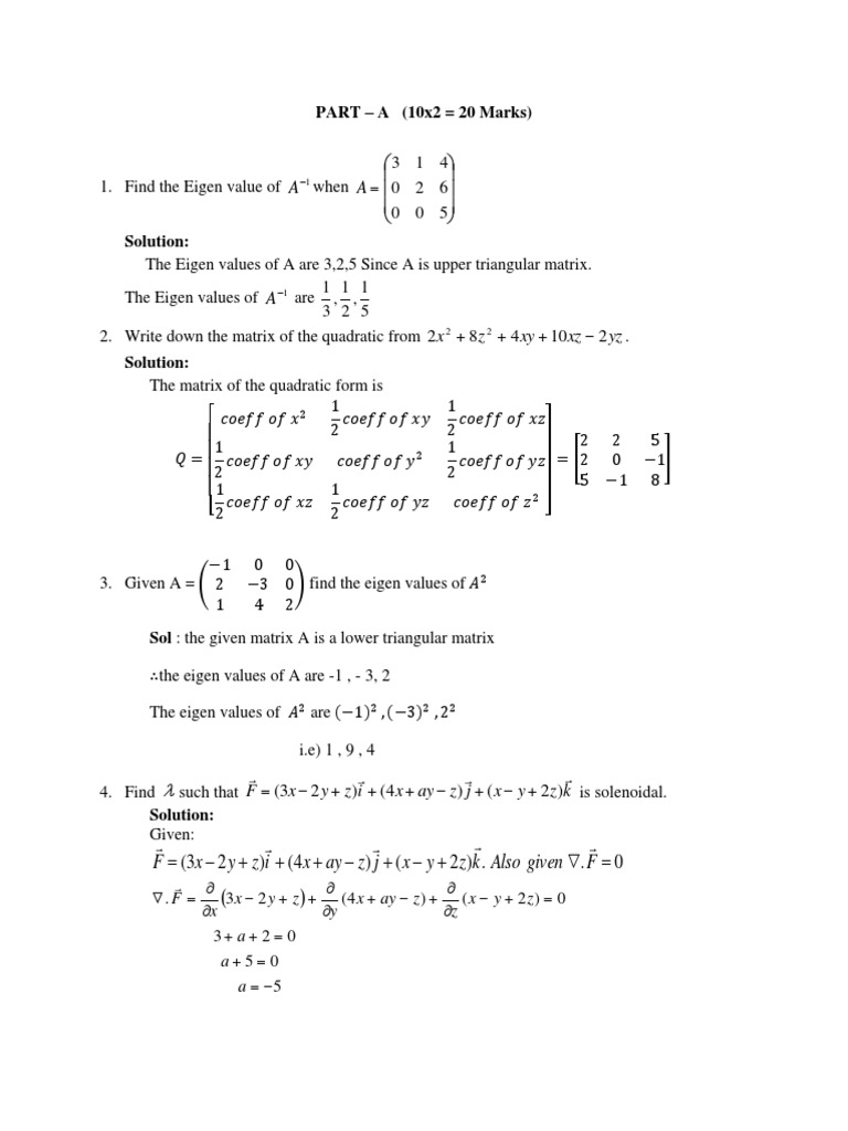 Eigenvalues of Triangular Matrices | PDF | Eigenvalues And Eigenvectors ...
