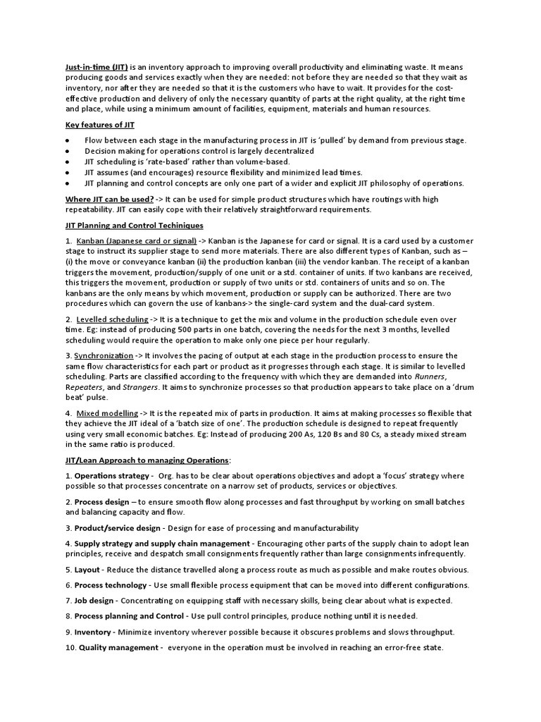 JIT - Full | PDF | Business Process | Economies