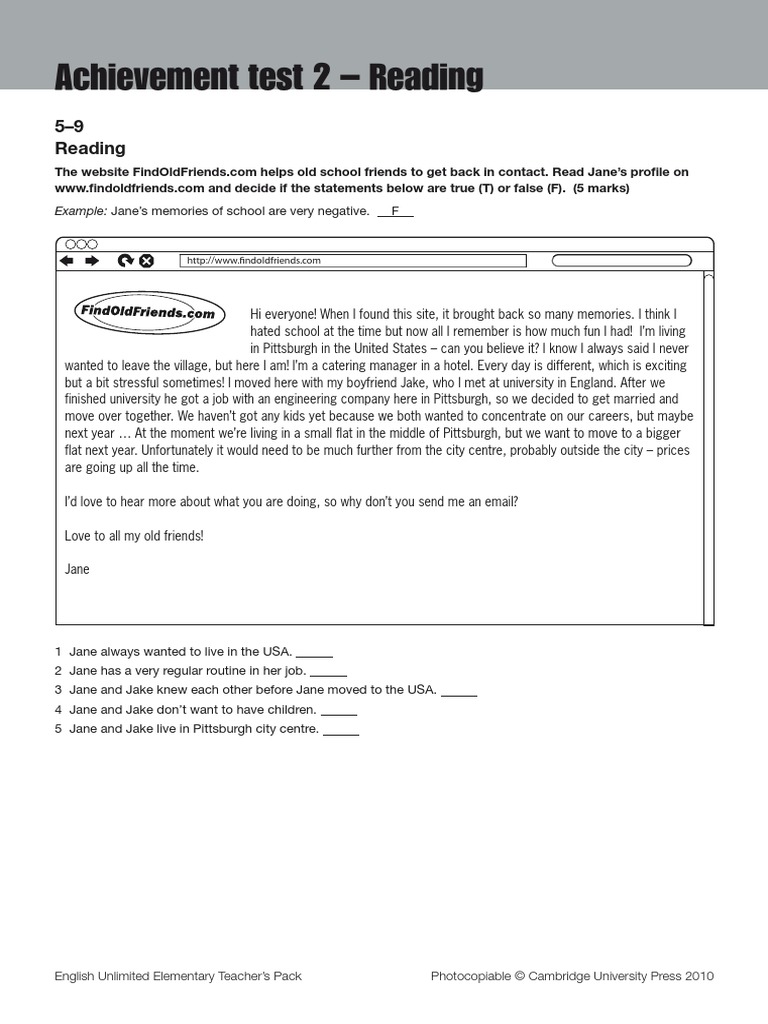 Achievement Test 2 Reading | PDF