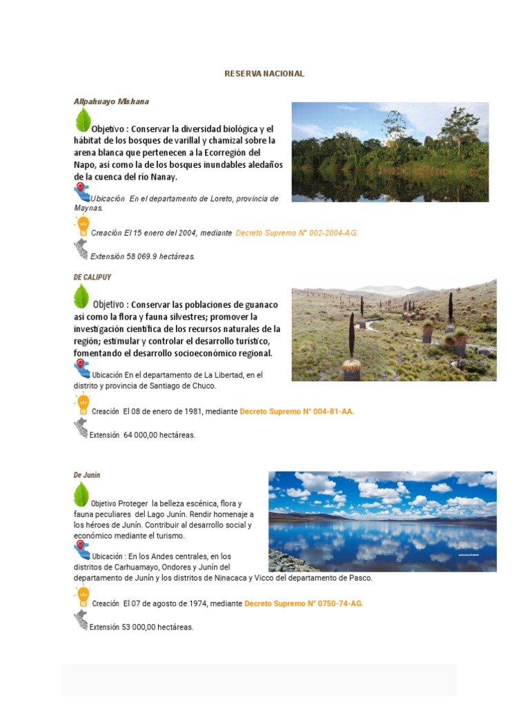 RESERVA NACIONAL Terminado PDF Ecología Naturaleza
