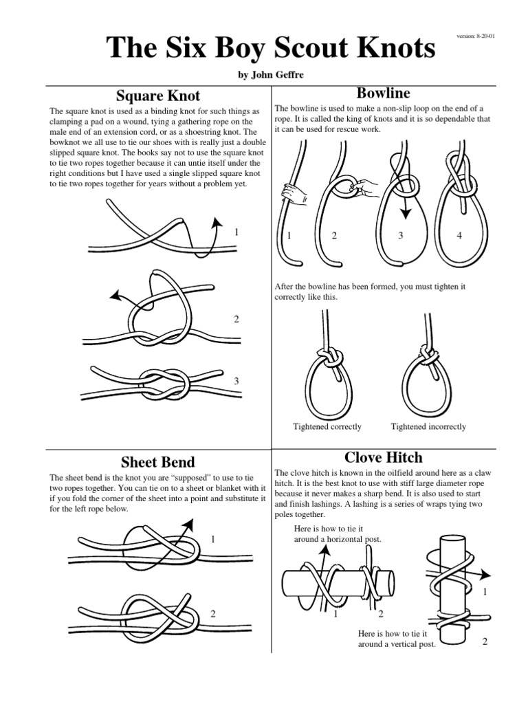 Six Boy Scout Knots Knot Rope