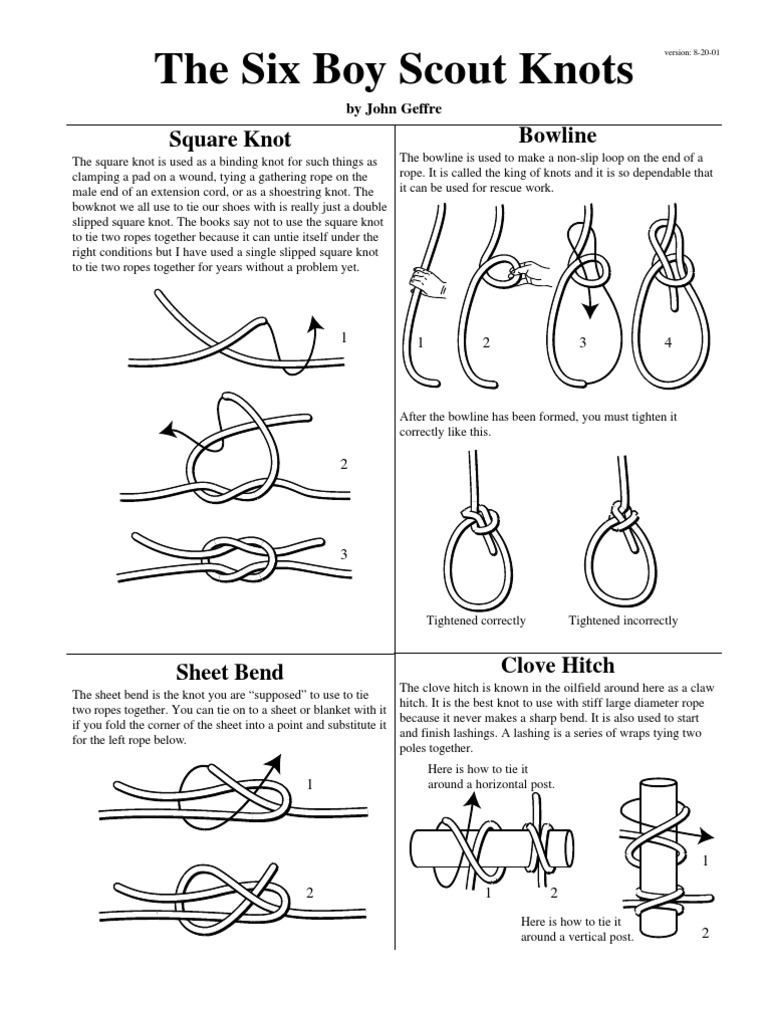 Six Boy Scout Knots, PDF, Knot