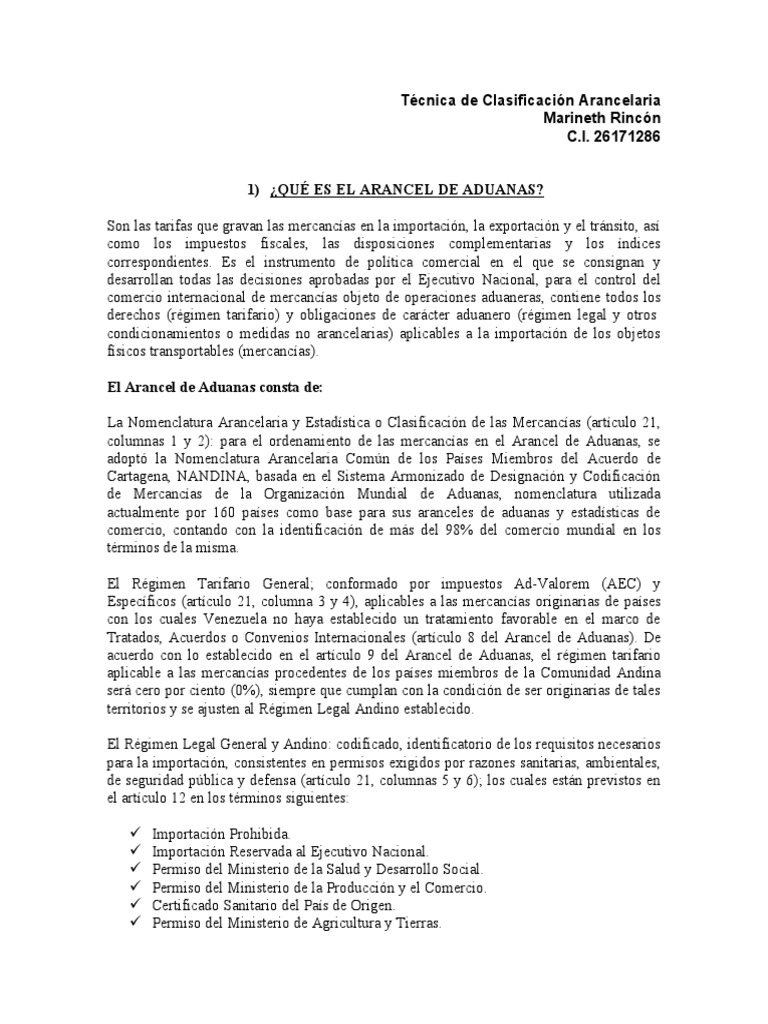 Arancel de Aduanas en Venezuela 2024 | PDF | Arancel | aduana