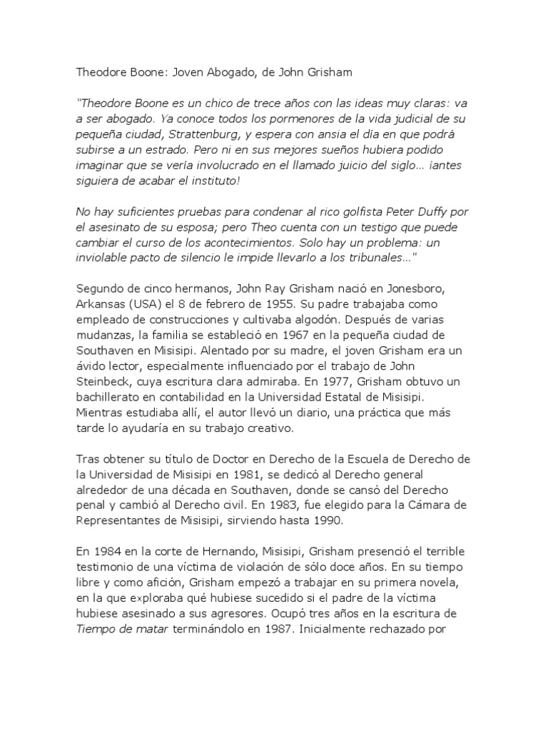 Theodore Boone, Joven Abogado, de John Grisham (Reseña) PDF