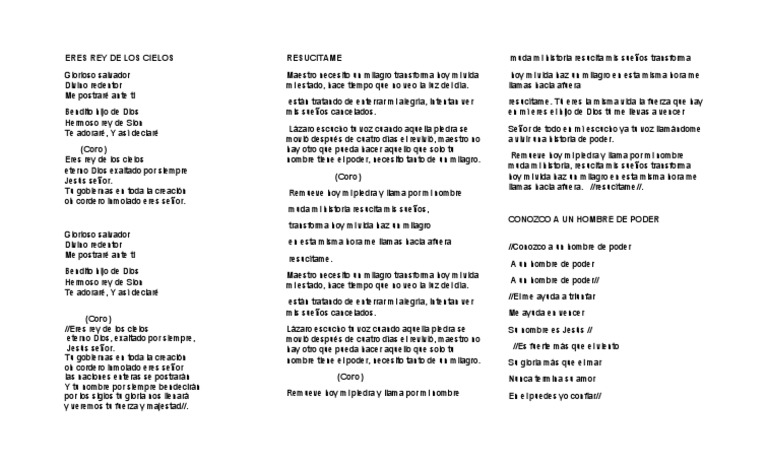 Eres Rey De Los Cielos Resucitame Jesus Religion Y Creencia No sé luchar con astucia, no quise luchar con virginia para ganar el —podrías servir de portada a un magazinne. scribd